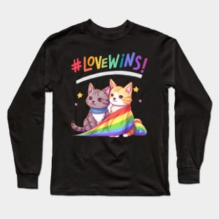 cat lgbt flag gay pride month transgender rainbow lesbian Long Sleeve T-Shirt